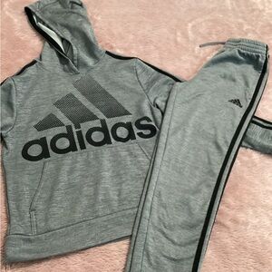 Adidas Kids Gray Sweatpants and Hoodie Set